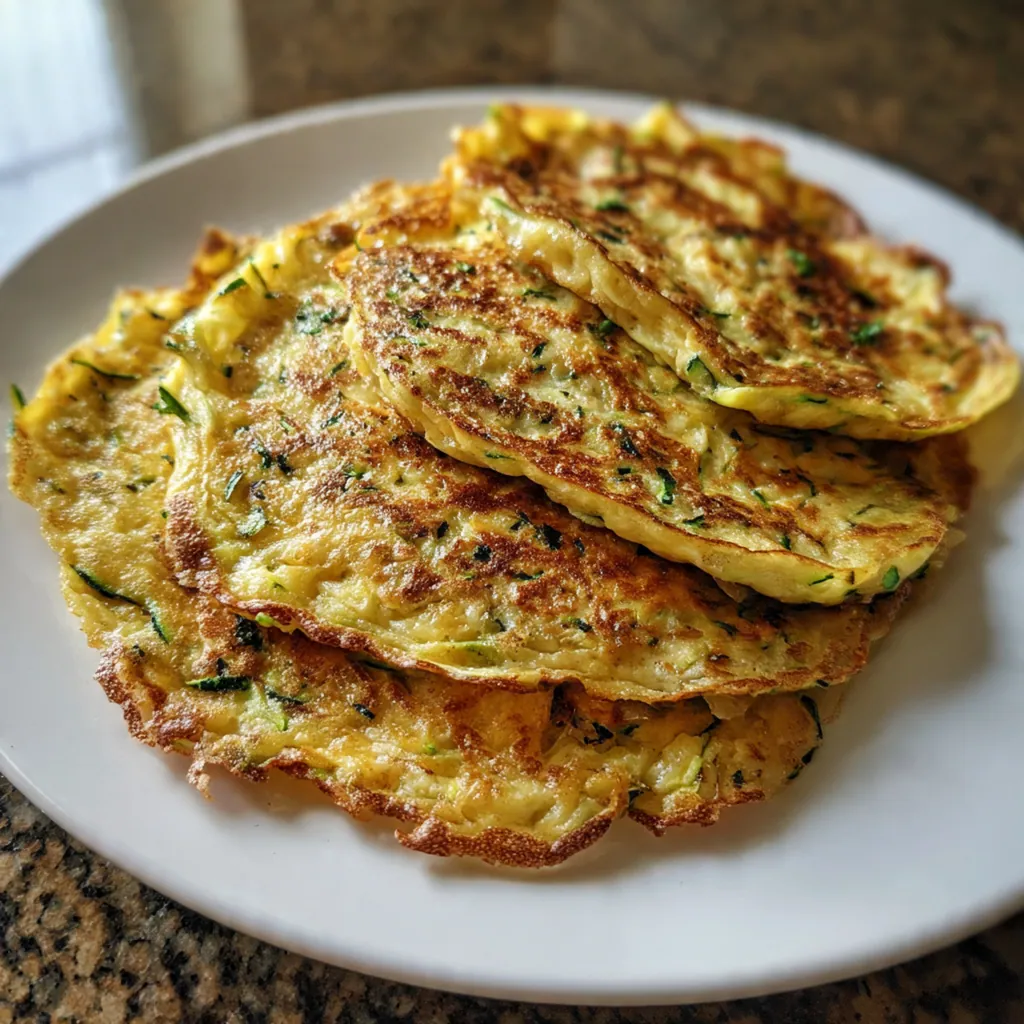 Golden-brown zucchini tortilla in a skillet showing perfect texture