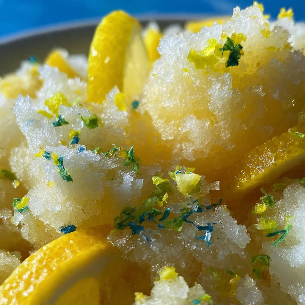 A frosty glass of homemade lemonade with ice and a lemon slice on a sunny table