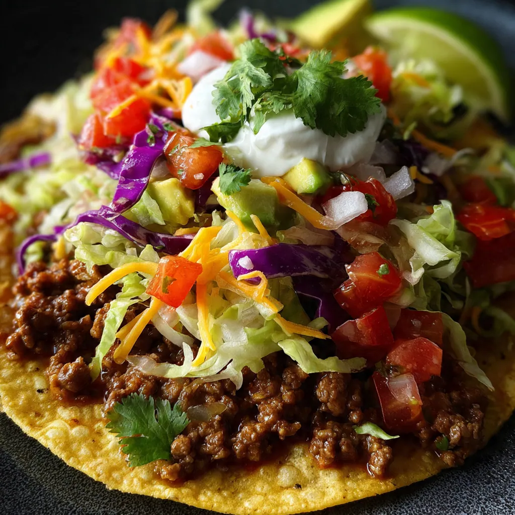 Close-up of a spoon serving the savory beef and tender cabbage with a lime wedge on the side