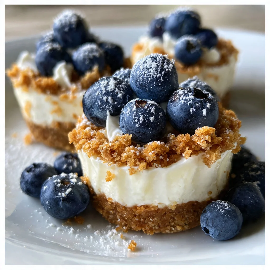 A small glass jar filled with blueberry bites, perfect for a healthy snack or dessert.