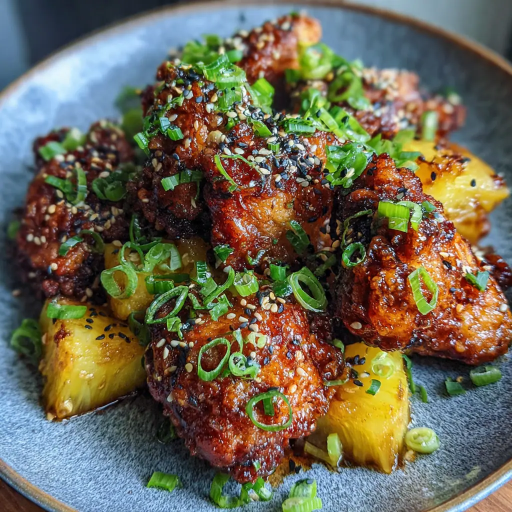 Close-up shot of Hawaiian Garlic Fried Chicken showing the juicy interior and crackling cornstarch coating