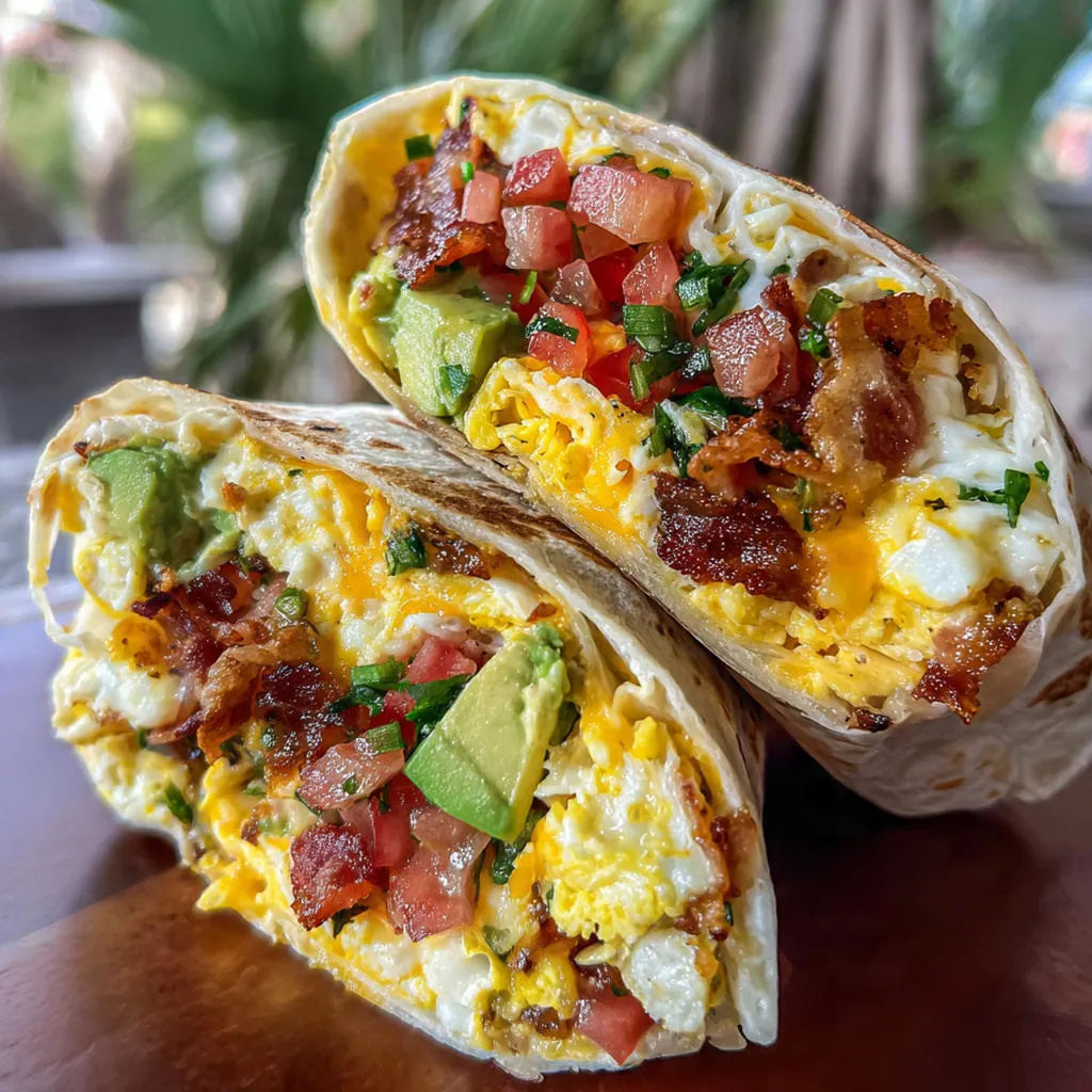 A breakfast plate featuring a warm burrito next to sliced avocado, salsa, and a hot cup of coffee