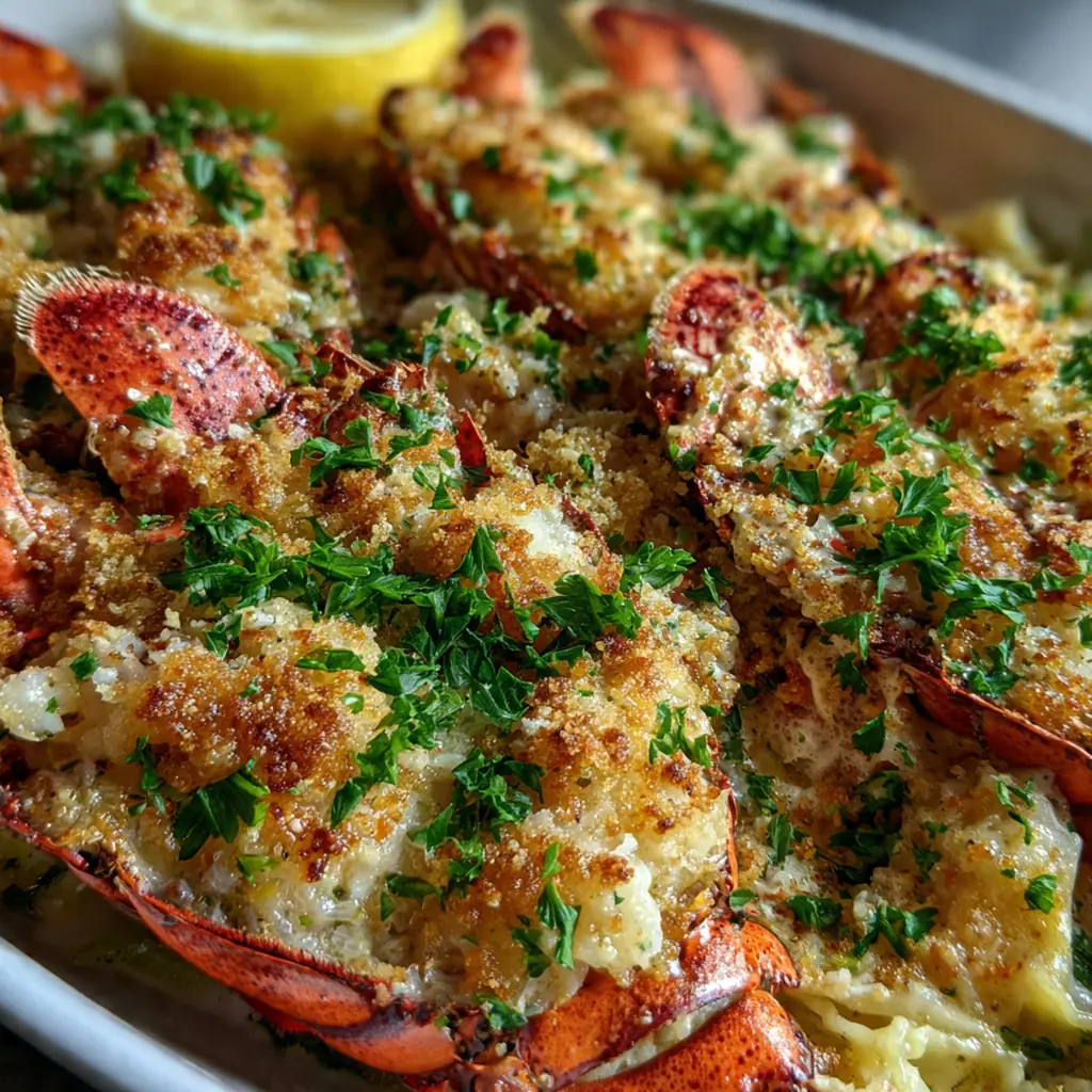 Cheesy crust topping on individual ramekins with fresh parsley garnish