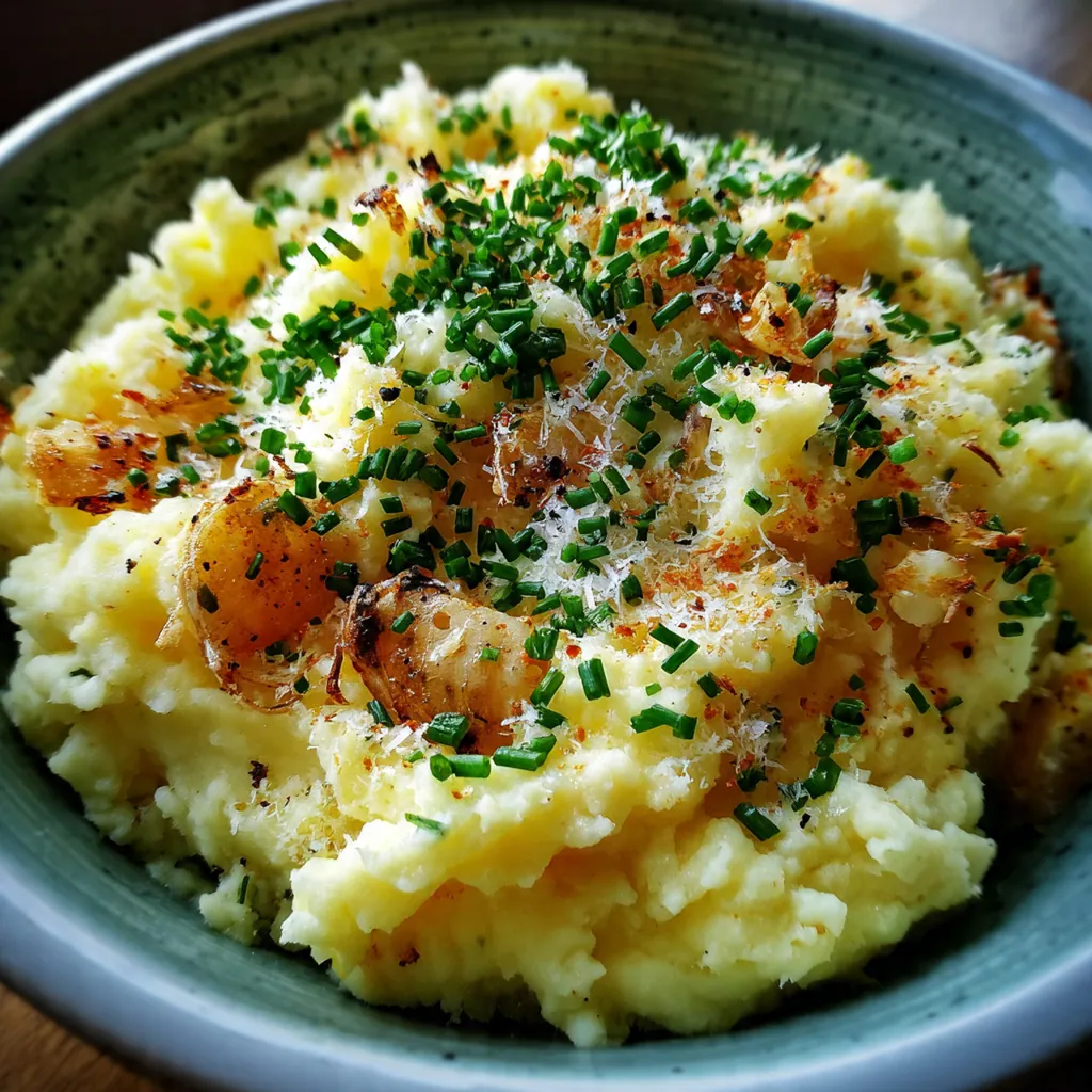 Close-up of a spoon pulling through ultra-fluffy mashed potatoes, showing its perfect texture