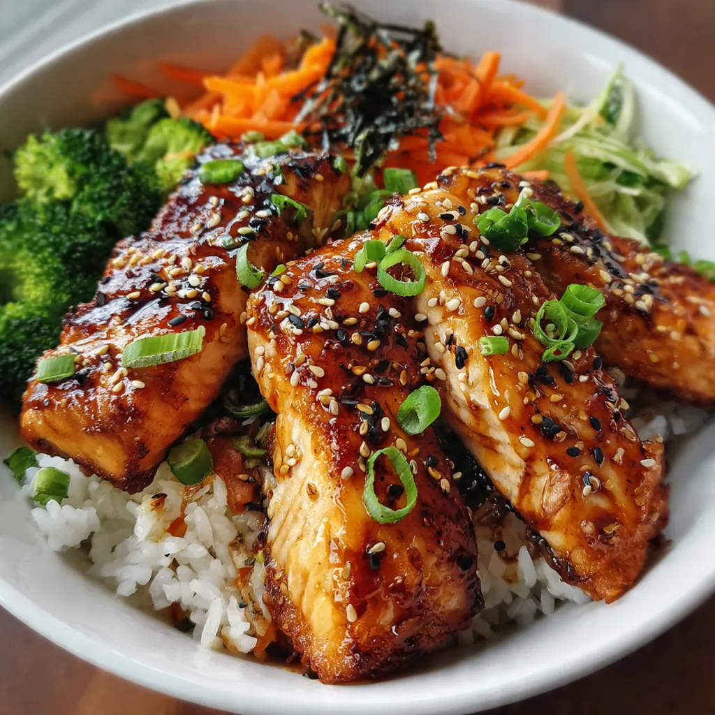 Homemade teriyaki sauce ingredients including ginger, garlic, soy sauce and mirin on wooden board