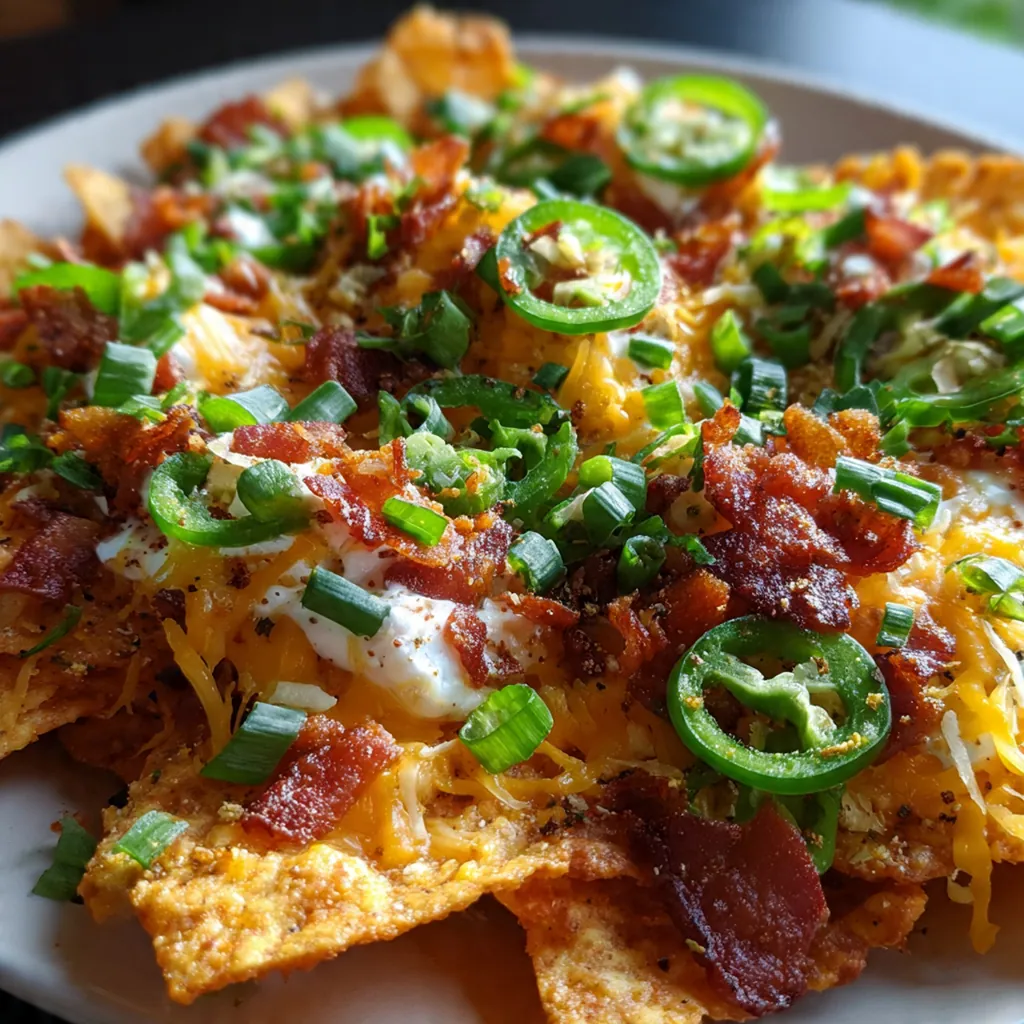 Close-up of the gooey dip being scooped with a nacho cheese Dorito