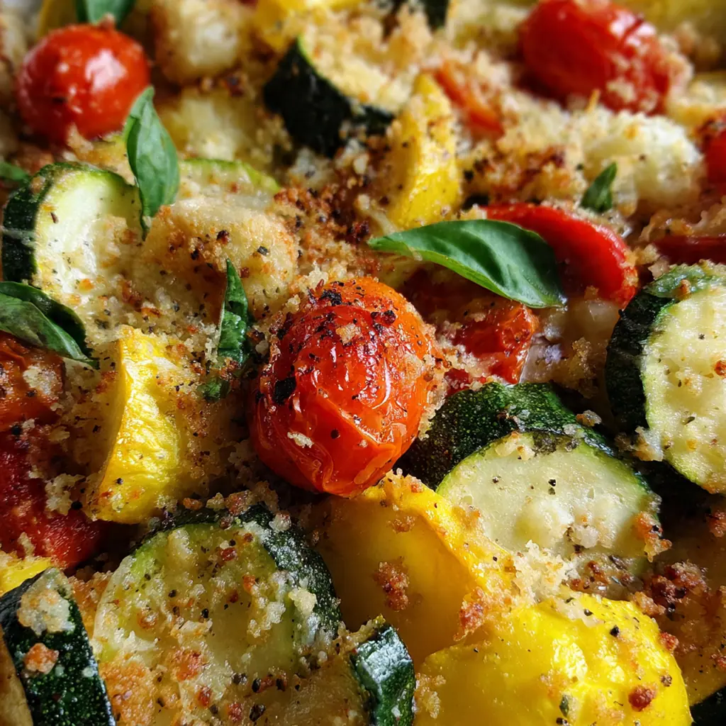 A full dinner plate featuring the zucchini bake next to a grilled chicken breast and fresh garden salad