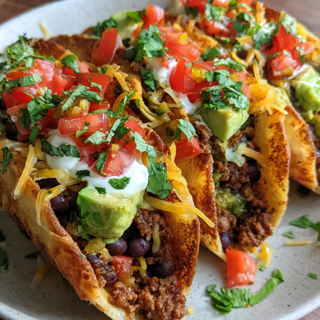 Close-up of a crispy taco bomb split open to reveal the warm, cheesy beef and bean filling