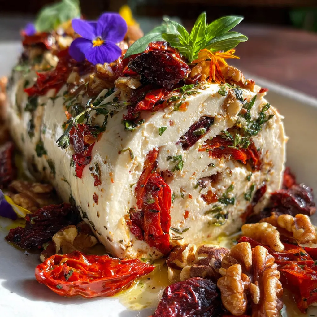 Platter with cheese log, crackers, and Italian meats for holiday entertaining