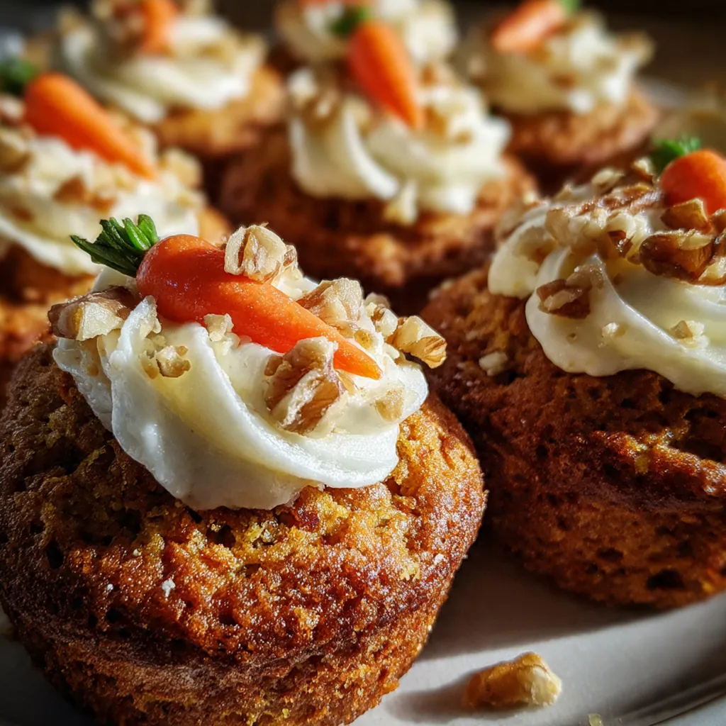 Close-up of mini carrot cake bite revealing hidden cream cheese center surrounded by green grass frosting