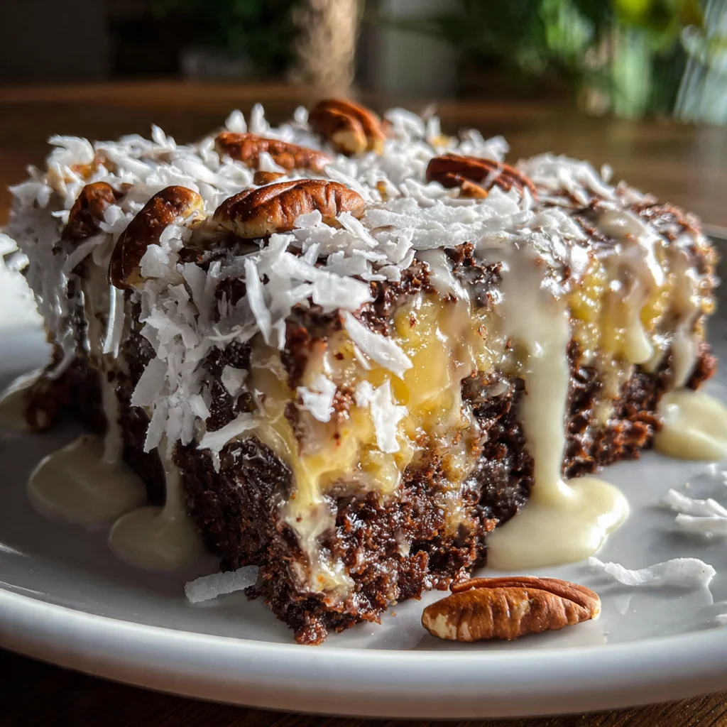 Overhead shot of the full pan of sliced bars ready to serve, showing the toasted coconut and pecan topping