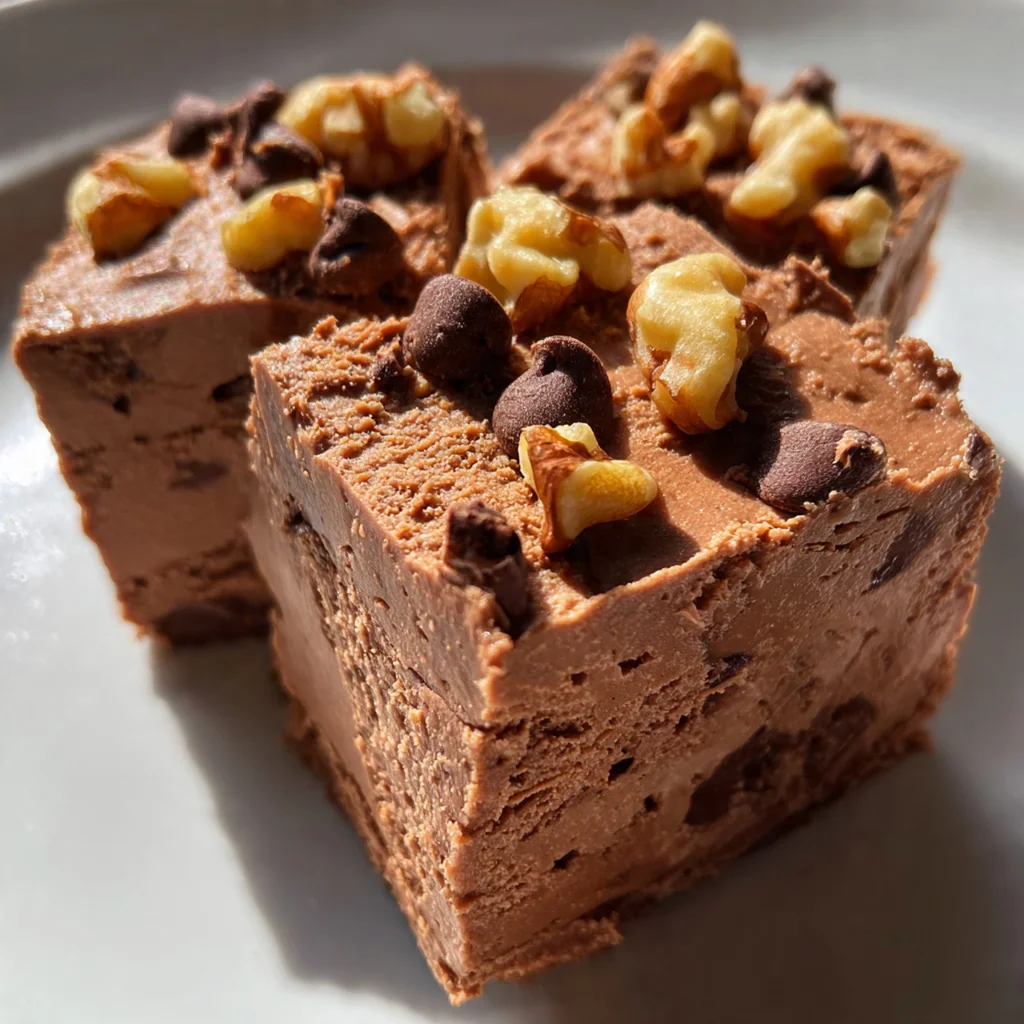 A festive platter stacked high with homemade chocolate fudge ready for holiday gifting