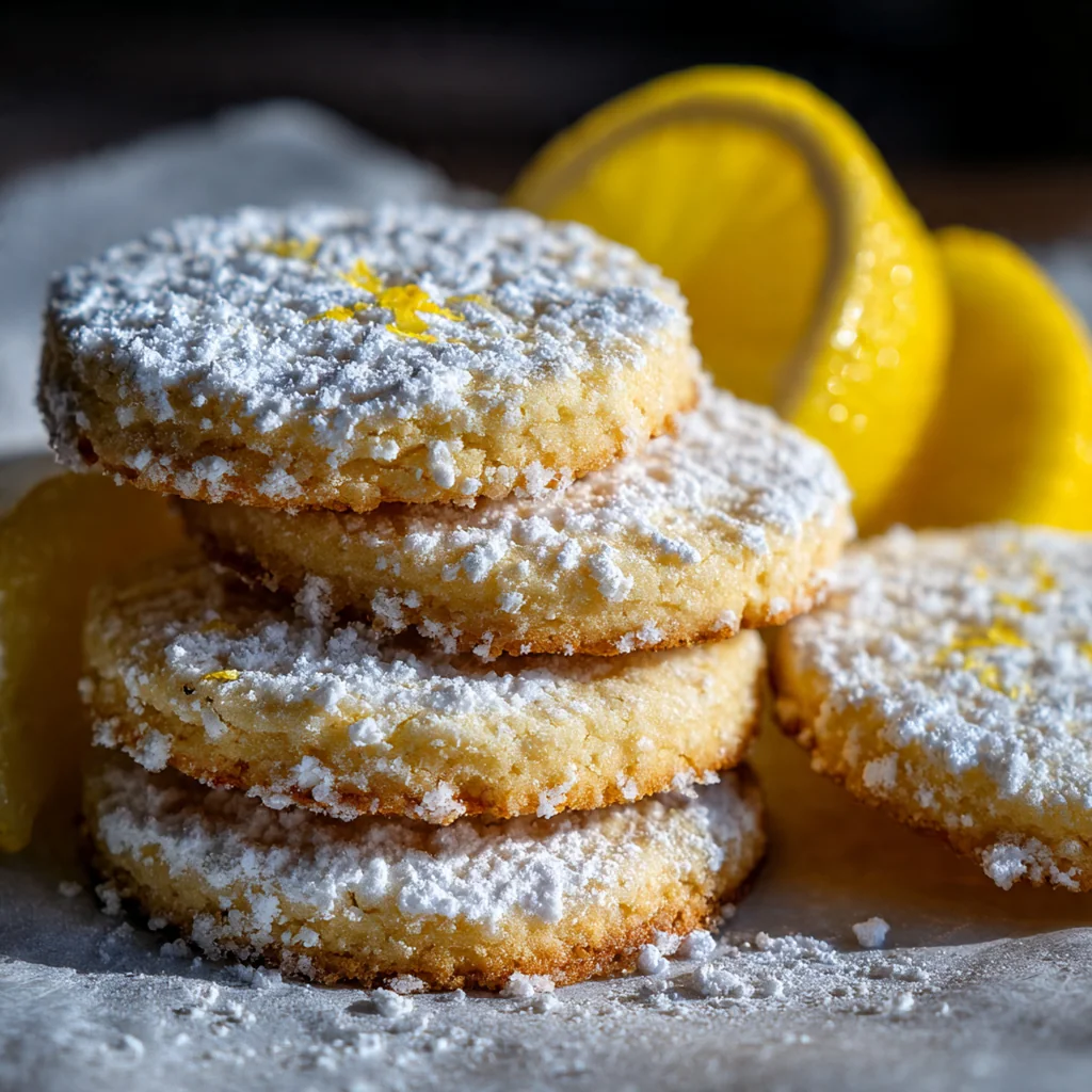 Batch of lemon shortbread cookies drizzled with glossy lemon glaze on a rustic table