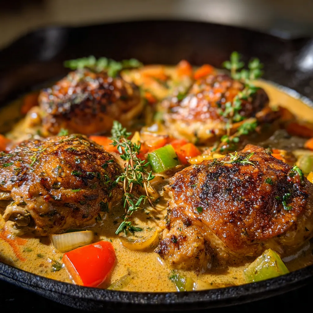 A comforting dinner plate with smothered chicken, creamy mashed potatoes, and green beans, all draped in onion gravy.