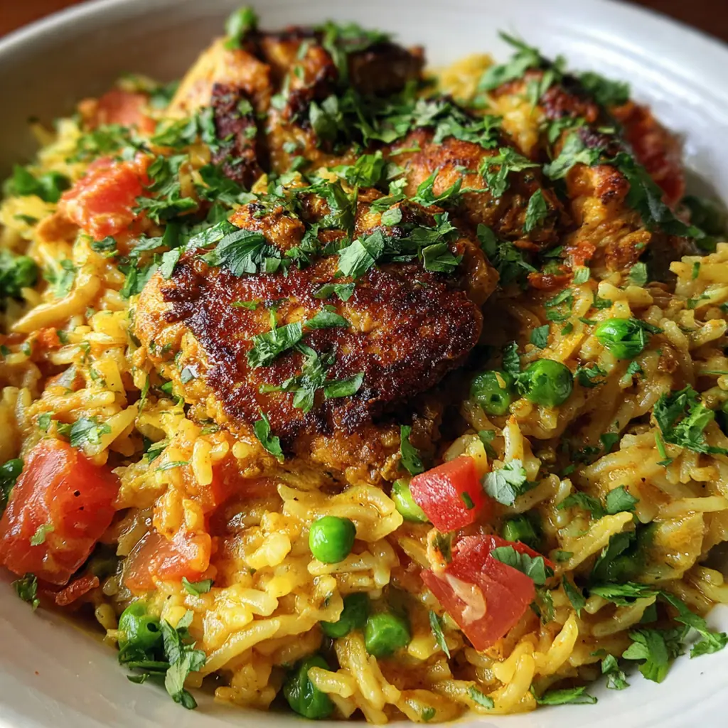 A complete dinner plate featuring the rich rice bake alongside warm naan bread and a side salad.