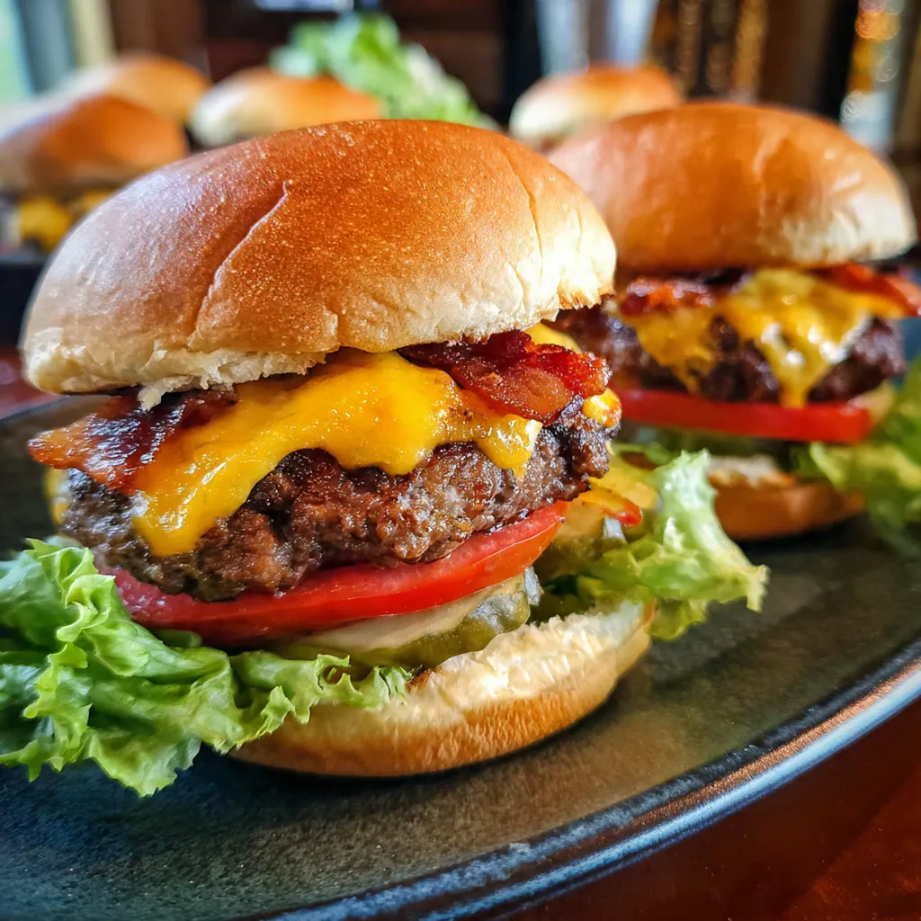 Styling of ground beef patties, Guinness stout, onions, and Irish cheddar for the burger recipe