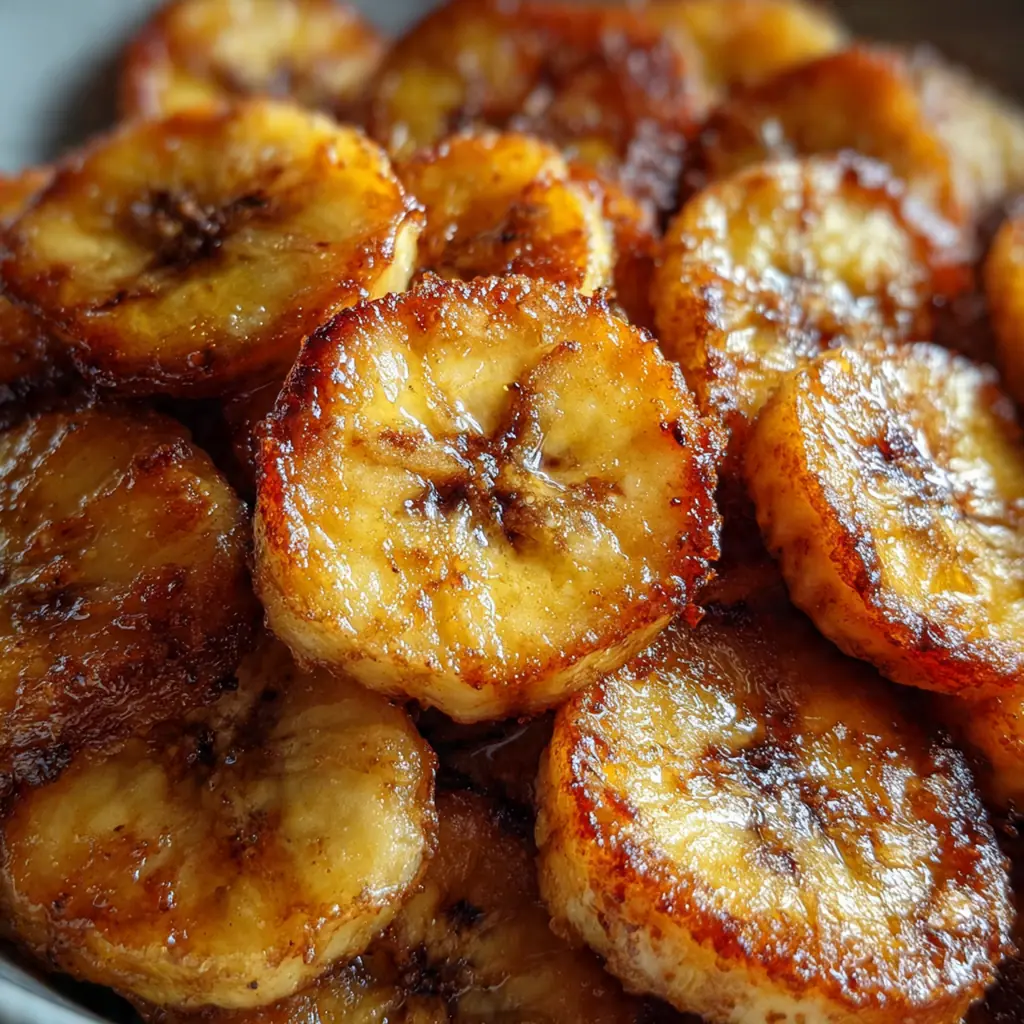 Fresh banana slices coated in lemon juice mixture ready for air frying