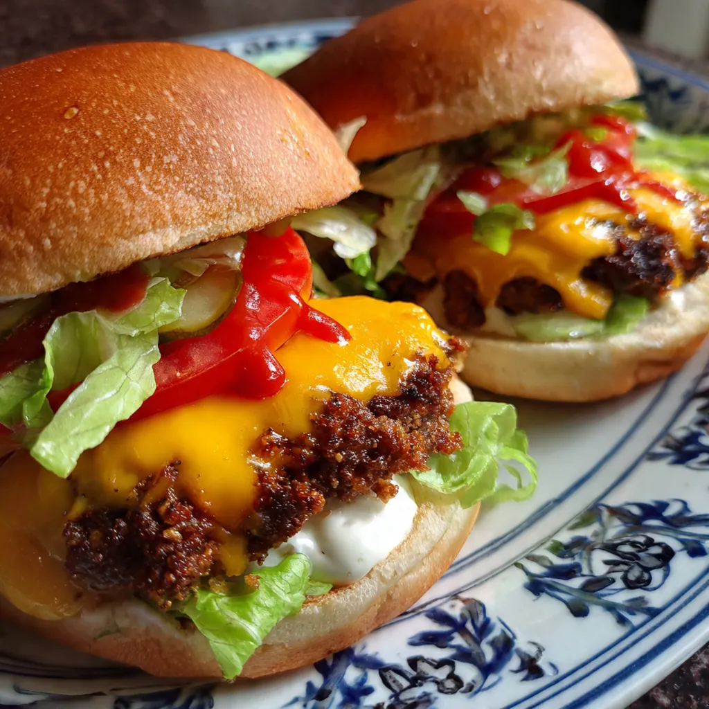 Close-up of hands forming a beef patty around a chilled cheese ball, showcasing the preparation method