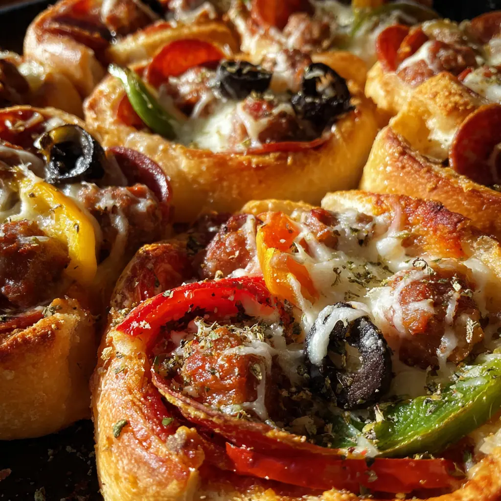 Close-up of a stuffed crust pizza snack pulled apart to reveal the long string of gooey mozzarella inside
