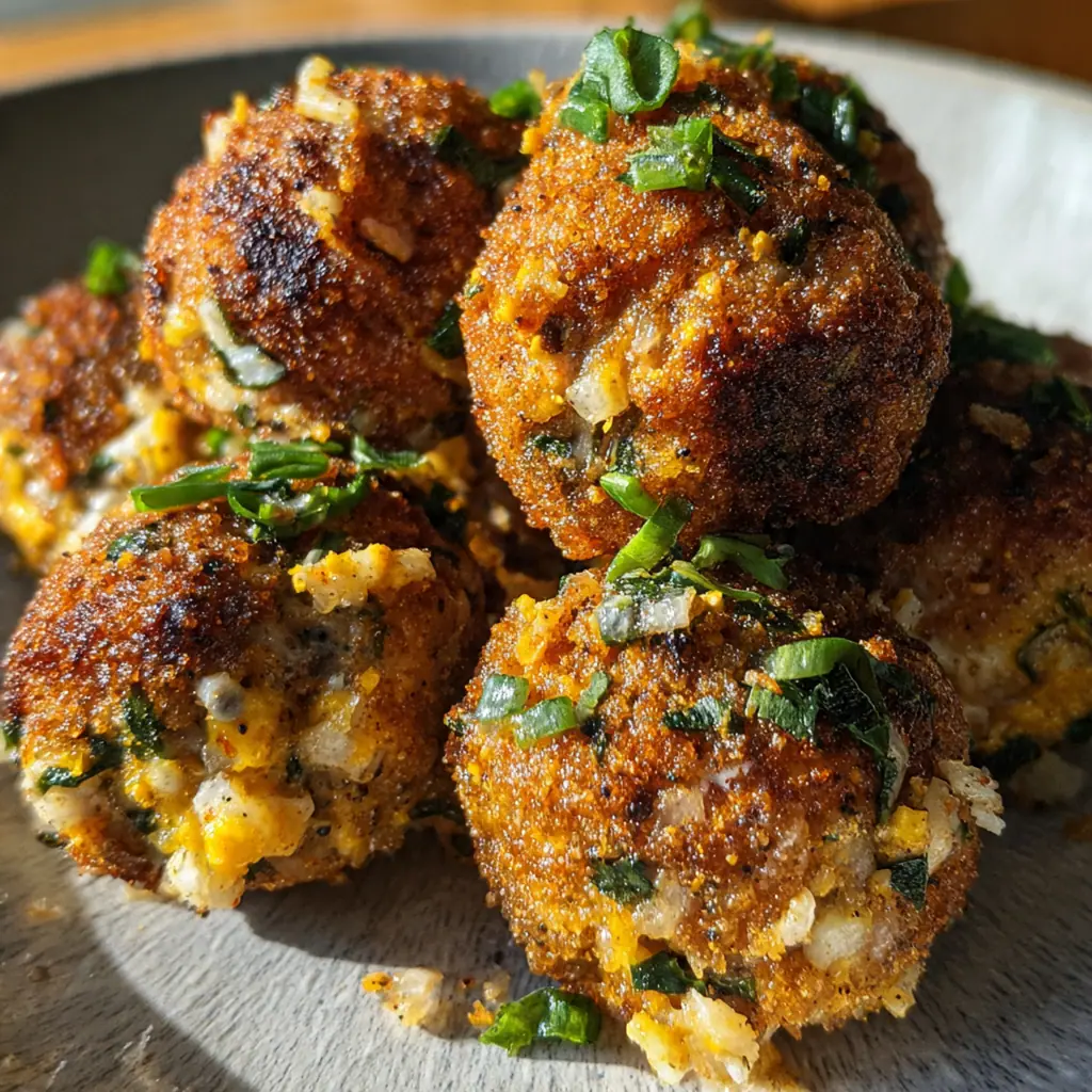 Close-up shot showing the crunchy panko crust broken open to reveal the creamy Cajun-spiced sausage filling inside